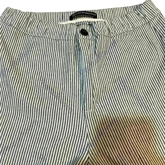 brandy melville high Rise gray Tan white striped tilden elasticize pants - Picture 2 of 9